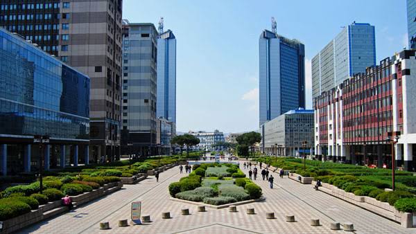 Business district towers